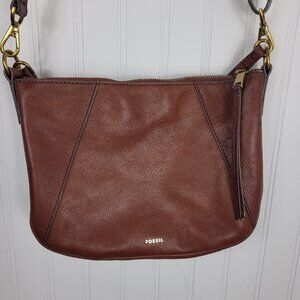 Fossil Skylar Crossbody Shoulder Bag Brown Leather 10x8"